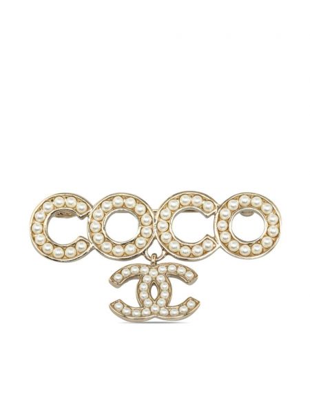 Sagė su perlais Chanel Pre-owned auksinė