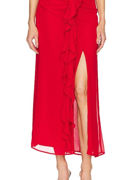Falda midi Bardot rojo