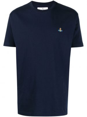 T-shirt brodé en coton Vivienne Westwood bleu