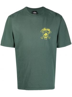 Bavlněné tričko Stussy zelené
