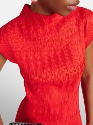 Plisované saténové midi šaty Veronica Beard červené