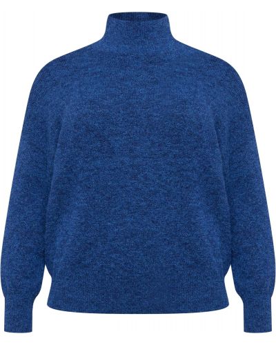 Pletený priliehavý sveter s dlhými rukávmi Pieces Curve - tmavo modrá