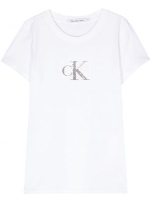 T-shirt brodé à paillettes à imprimé Calvin Klein Jeans