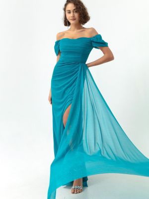 Drapované večerní šaty Lafaba modré