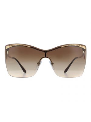 Бледно-золотые солнцезащитные очки Shield с градиентом Bvlgari, золото коричневые