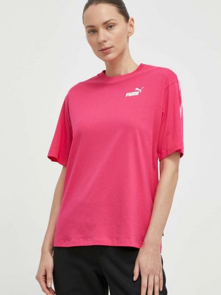 Różowa koszulka bawełniana Puma
