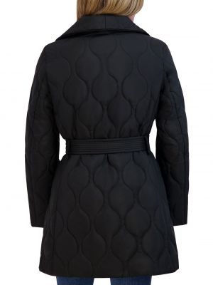Асимметричное стеганое пальто Tahari черное