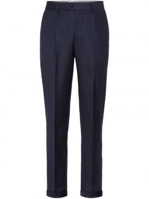 Pantalon en laine à carreaux Brunello Cucinelli bleu