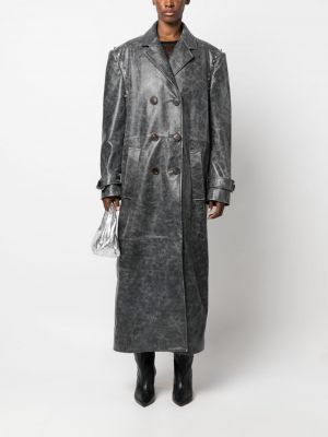 Manteau en cuir Alessandra Rich gris