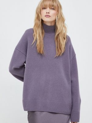 Sweter wełniany Samsoe Samsoe fioletowy