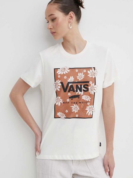 Koszulka bawełniana Vans beżowa