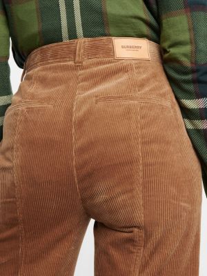 Kordbársony magas derekú egyenes szárú nadrág Burberry barna