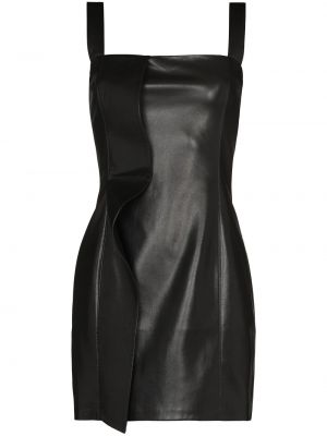 Viskózové kožené koktejlové šaty na zip Nanushka - černá