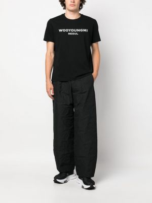 Kokvilnas t-krekls ar apdruku Wooyoungmi melns