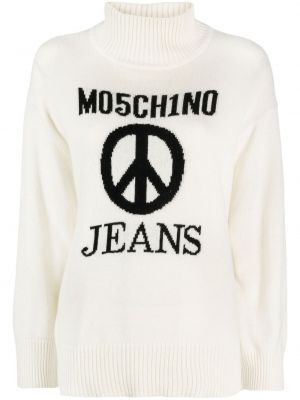 Puloverel Moschino Jeans alb