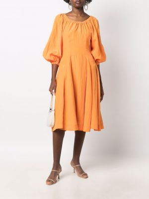 Robe mi-longue à manches bouffantes Rejina Pyo orange
