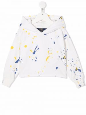 Hoodie för tjejer Ralph Lauren Kids vit