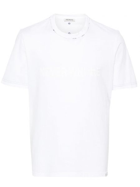 Kokvilnas t-krekls ar apdruku Premiata balts