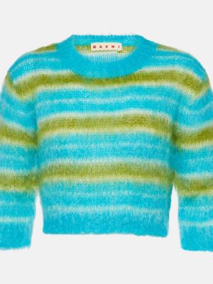 Пуловер на райета от мохер Marni синьо