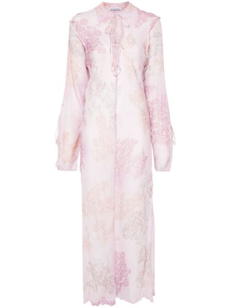 Ravna haljina od šifona s printom Acne Studios ružičasta