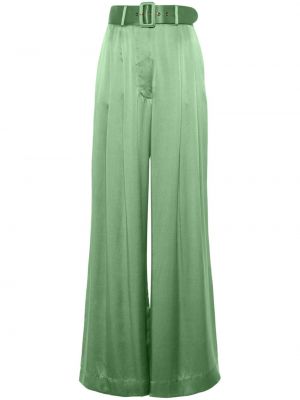Pliszírozott selyem egyenes szárú nadrág Zimmermann zöld
