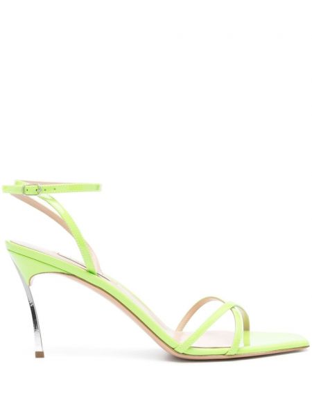 Kožne sandale od lakirane kože Casadei zelena
