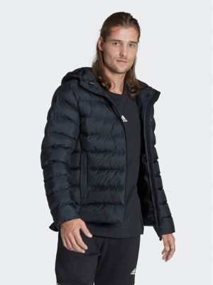 Pikowana kurtka puchowa z nadrukiem Adidas czarna