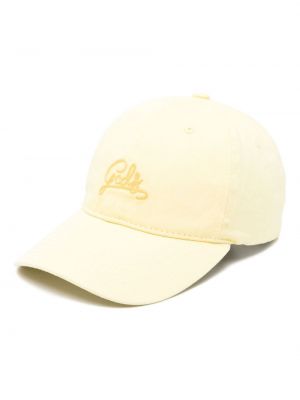 Medvilninis siuvinėtas kepurė su snapeliu Gcds geltona