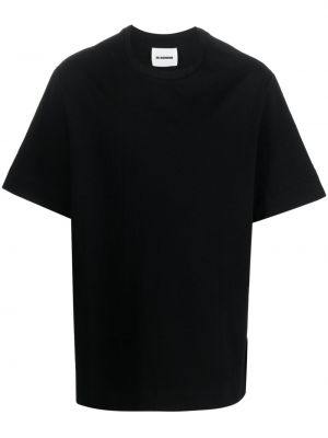 Bombažna majica z okroglim izrezom Jil Sander črna