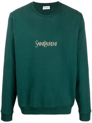 Raštuotas medvilninis džemperis Saint Laurent žalia