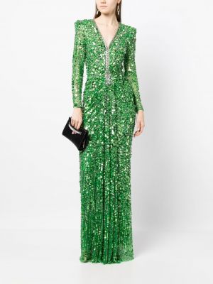 Sukienka wieczorowa z dekoltem w serek Jenny Packham zielona