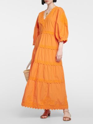 Pamut hímzett midi ruha Juliet Dunn narancsszínű