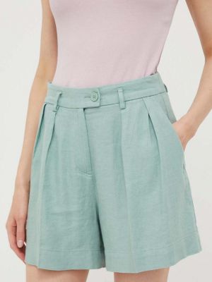 Lanene kratke hlače visoki struk Sisley zelena