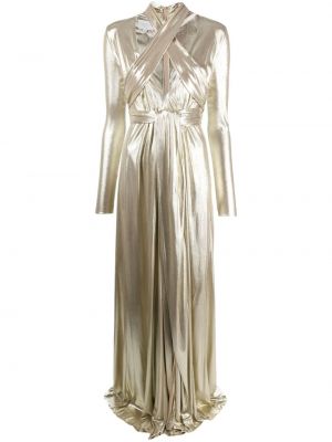 Jedwabna sukienka koktajlowa drapowana Giambattista Valli złota
