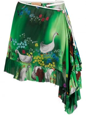 Drapované mini sukně s potiskem Cormio zelené