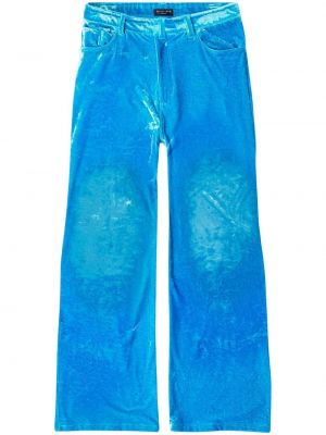 Voľné zamatové nohavice Balenciaga modrá