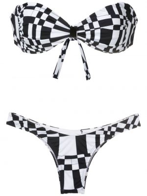 Bikini à imprimé à motif géométrique Amir Slama noir