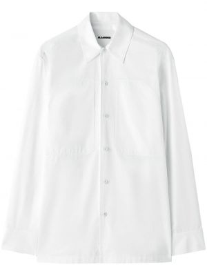 Βαμβακερό πουκάμισο με τσέπες Jil Sander λευκό