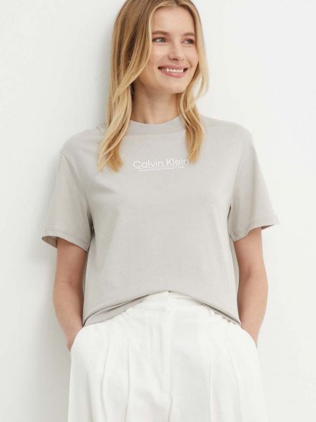 Bombažna majica Calvin Klein siva