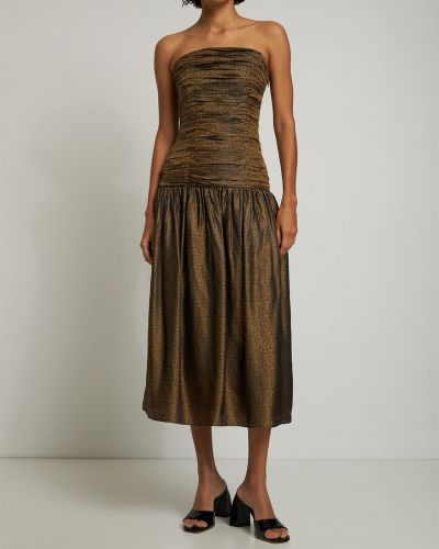 Sukienka midi z wiskozy The Garment złota