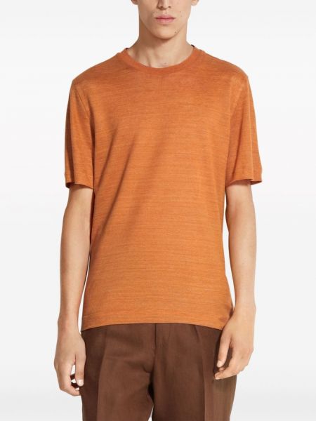 Lněné tričko Zegna oranžové