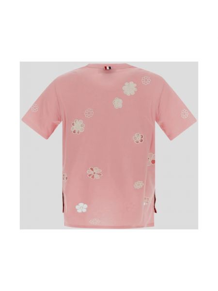 Haftowana koszulka Thom Browne różowa