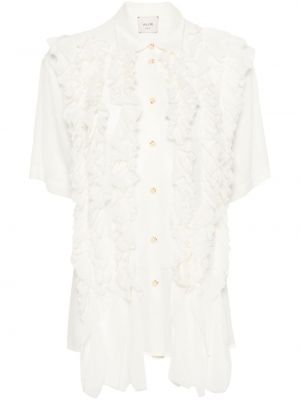 Копринена риза с волани Alysi бяло