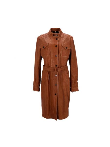 Płaszcz skórzany retro Burberry Vintage brązowy