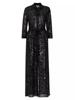 Черное длинное платье с пайетками L’agence