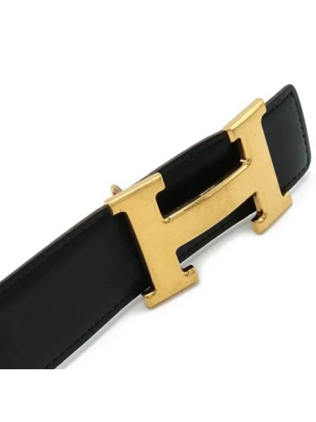 Cinturón de cuero retro Hermès Vintage negro