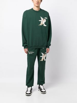 Spodnie sportowe bawełniane z nadrukiem Represent zielone