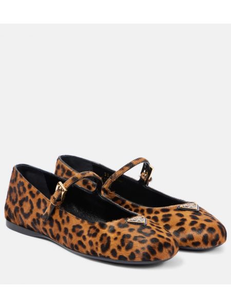 Leopard trykt mary jane pumps Prada brun