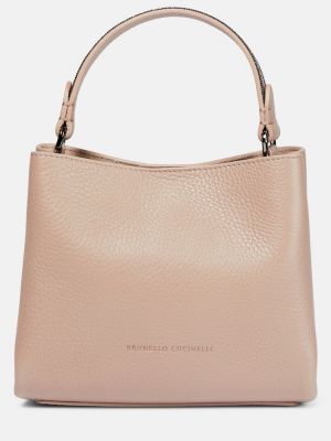 Kožená nákupná taška Brunello Cucinelli hnedá