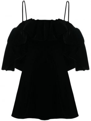 Zamatové koktejlkové šaty s volánmi Etro čierna